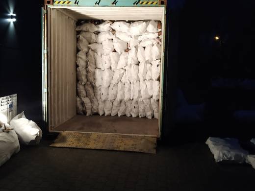 TFN Ventures 25kg bags of used shoes loaded into export container 4